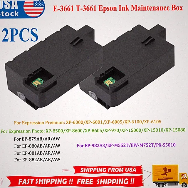 2PCS E-3661 T-3661 Epson Ink Maintenance Box For XP6000 XP6100 XP970 xp-15000