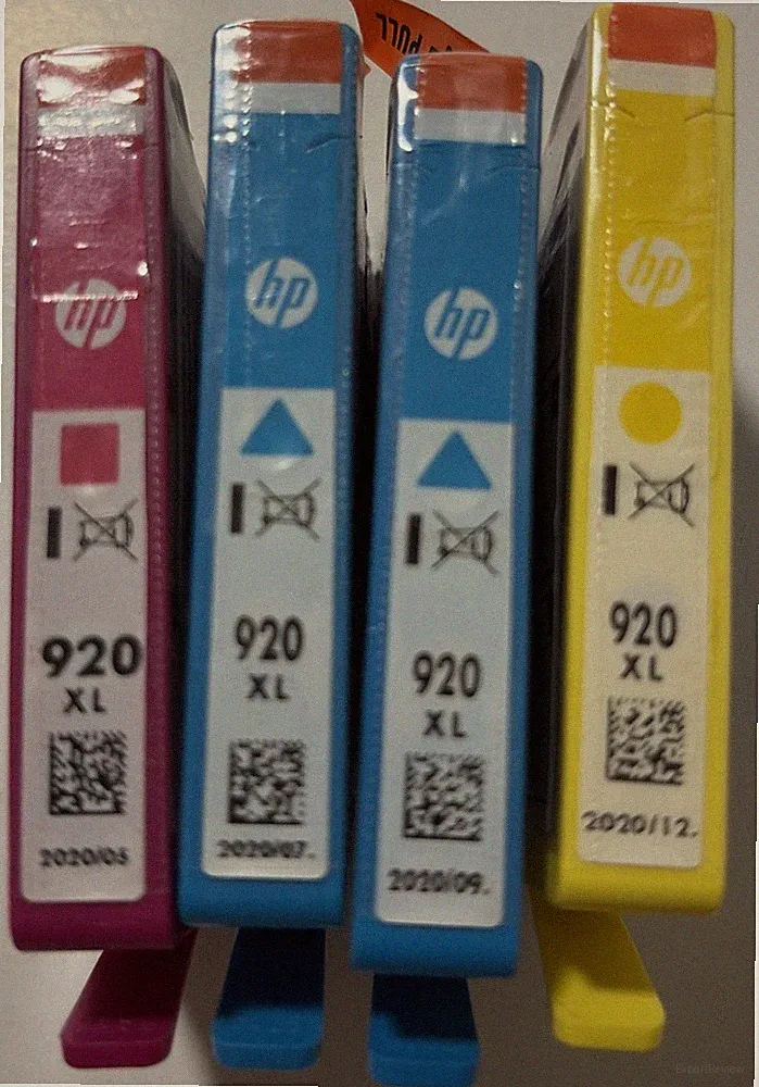 4 Genuine HP #920XL High Yield 2Cyan,1Magenta,1Yellow Ink Cartridges Exp 2020.