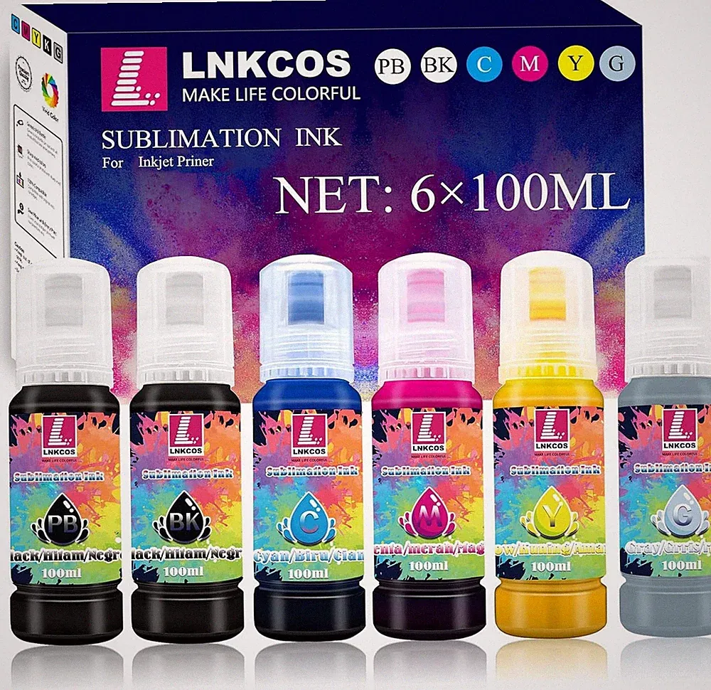 600ML Sublimation Ink for ET-8500 ET-8550 Wide-Format Supertank Printers (6 C...